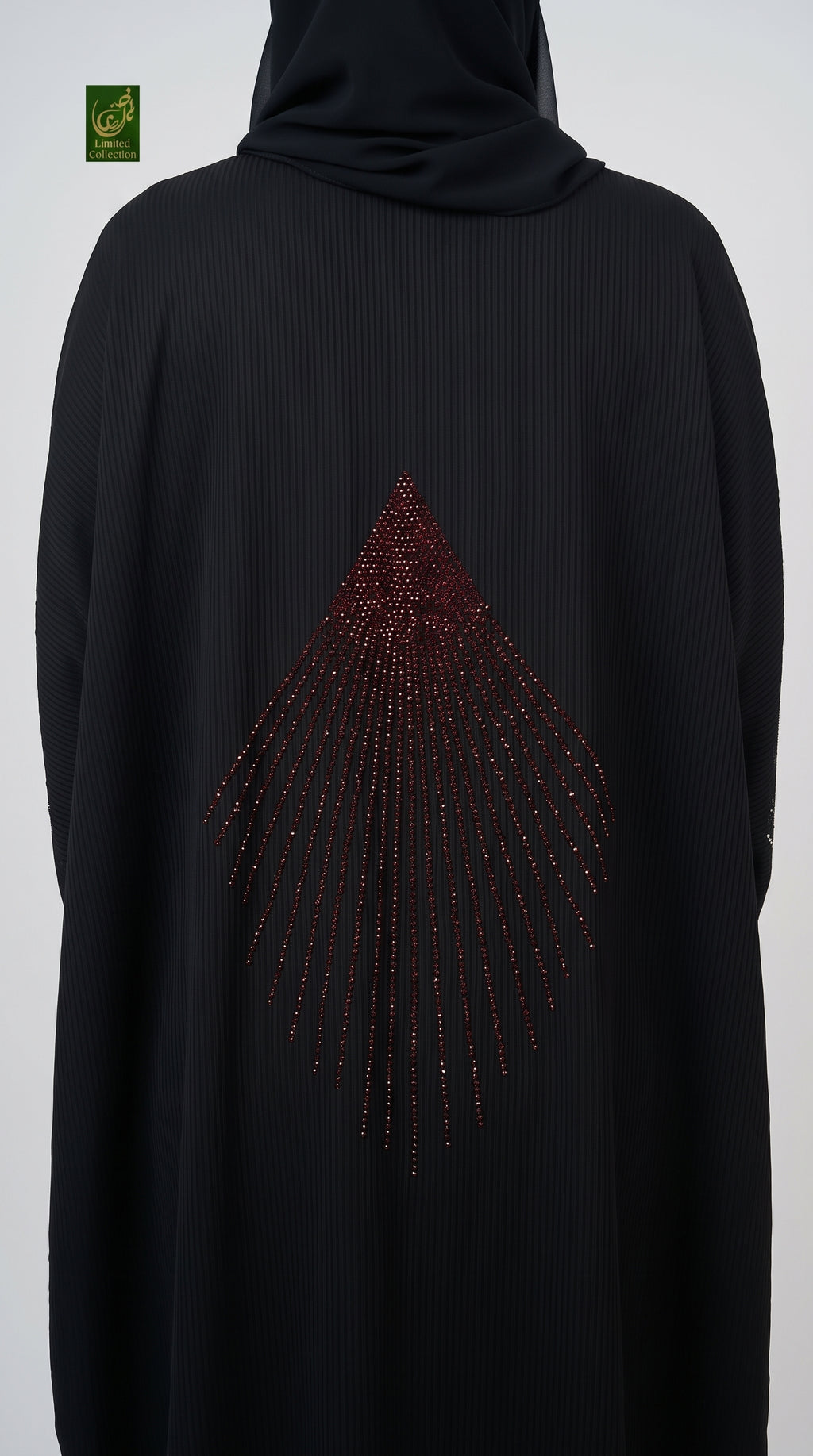 Front-Open Radiant Stonework Butterfly Black Abaya | Premium Nida Black Stone-Studded Butterfly Abaya