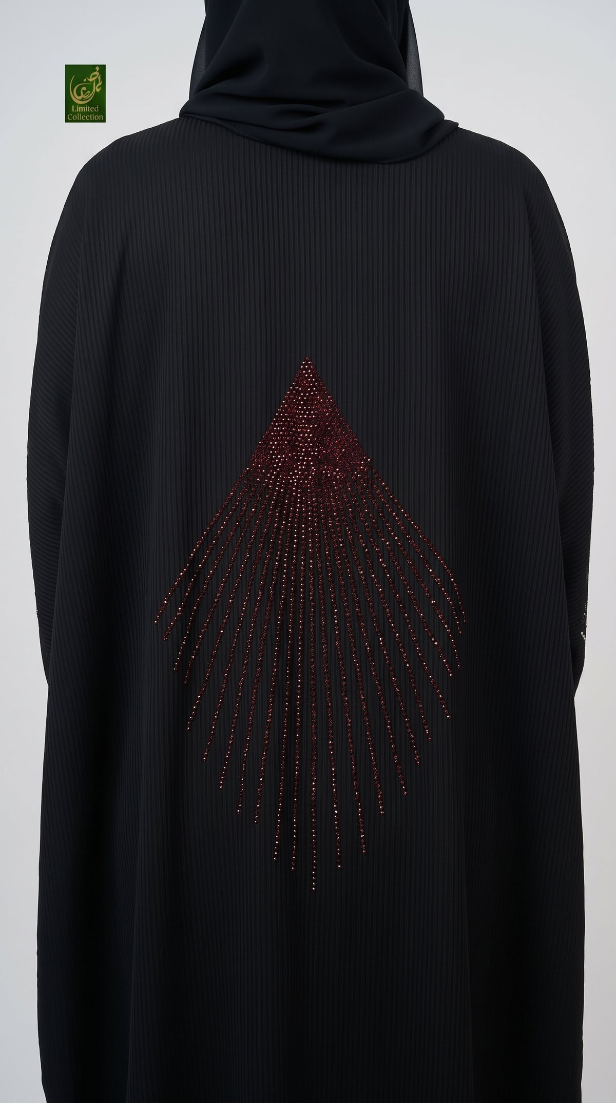 Front-Open Radiant Stonework Butterfly Black Abaya | Premium Nida Black Stone-Studded Butterfly Abaya