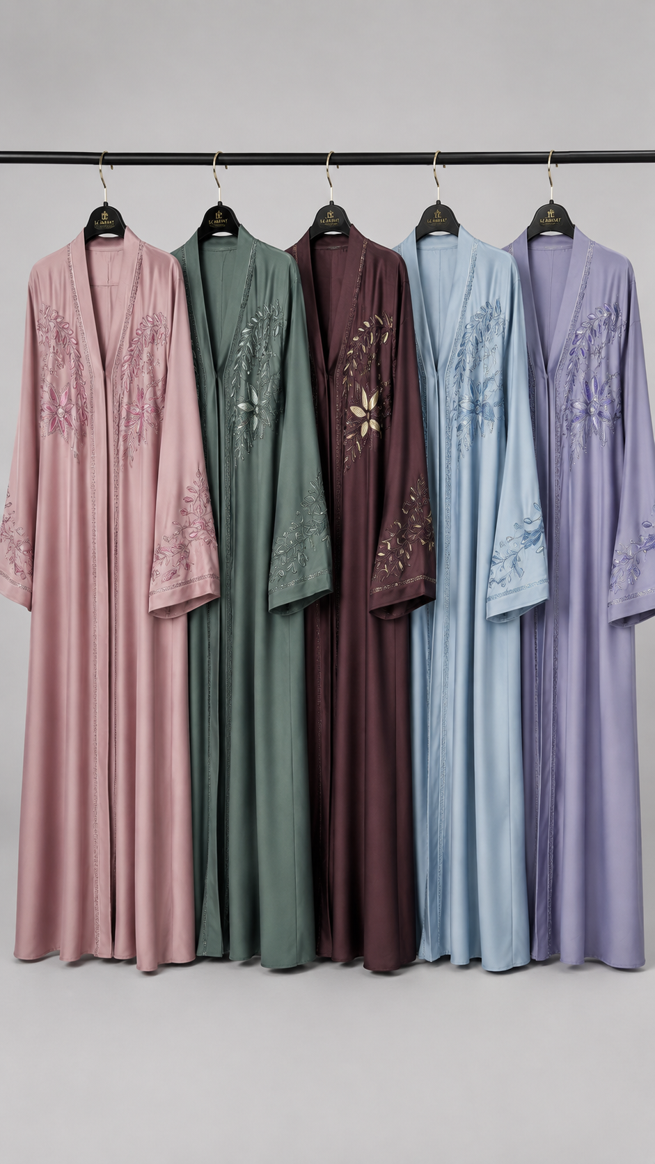 Front-Open Star Stone-Embroidered Abaya | Premium Romantic Nida Stonework Colorful Abaya