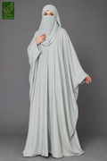 Front-Open Scatter Dot Stonework Butterfly Abaya with Scarf | Premium Nida Three-Dot Embellished Butterfly Sleeve Abaya