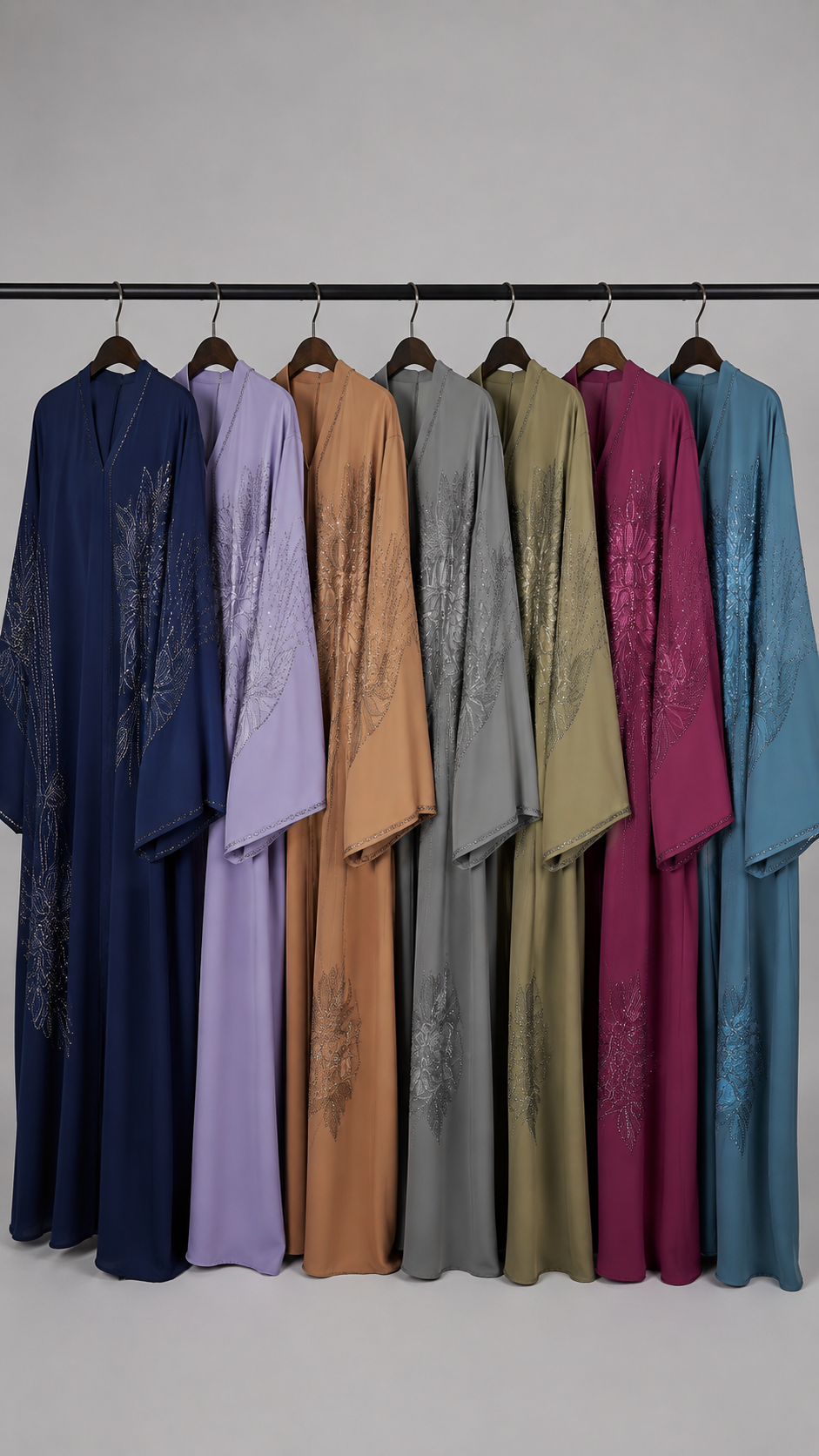 Front-Open Meraki Stonework Abaya | Premium Romantic Nida Stone-Studded Abaya
