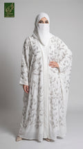 Front-Open Vine Bloom Stonework Butterfly Abaya | Premium Nida Fully Stone-Studded Butterfly Abaya