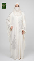 Front-Open Petal Stonework Butterfly Abaya with Scarf | Premium Nida Stone-Studded Butterfly Abaya
