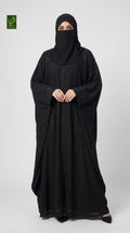 Front-Open Lattice Embroidered Stone Embellished Black Butterfly Abaya | Premium Nida Embroidered Stonework Butterfly Abaya