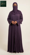 Front-Open Floral Paisley Motif Stonework Abaya | Premium Romantic Nida Stone-Studded Abaya