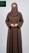 Front-Open Circle Trail Stonework Abaya | Premium Romantic Nida Stone-Studded Abaya