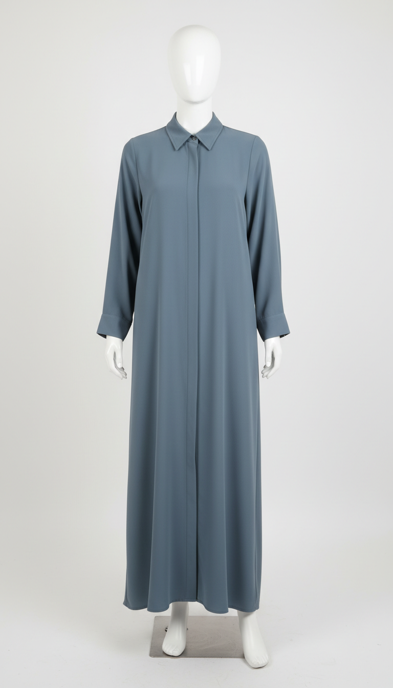 Slate Blue Signature Collar Abaya