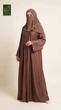 Front-Open Rose Floral Stone-Studded Embroidery Cutwork Abaya | Premium Romantic Nida Floral Stonework Embroidered Abaya