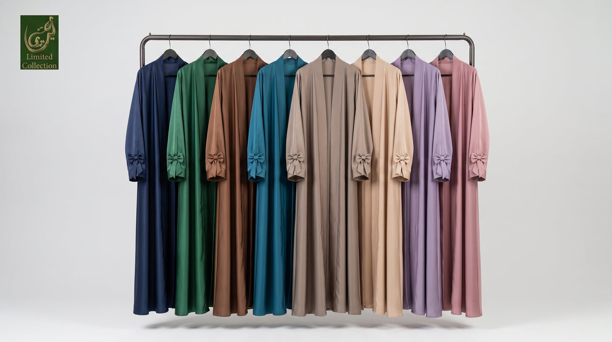 Front-Open Dubai Collar Abaya With Bow-Tie Cuffs