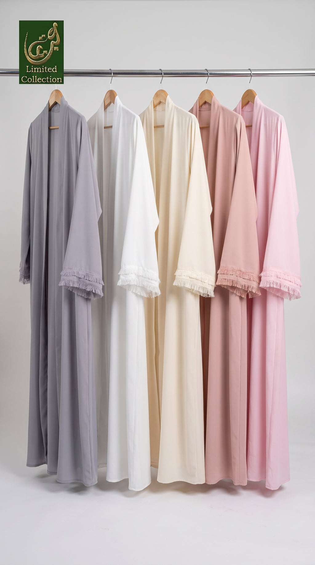 Front-Open Plain Abaya with Fringe Cuffs | Premium Korean Nida Abaya