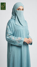 Front-Open Dew-Drop Handwork Cutdana Abaya | Premium Romantic Nida Handcrafted Cutdana Abaya