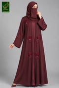 Front-Open Handcrafted Poppy Tissue Cutdana Abaya | Premium Romantic Nida Handwork Cutdana Abaya