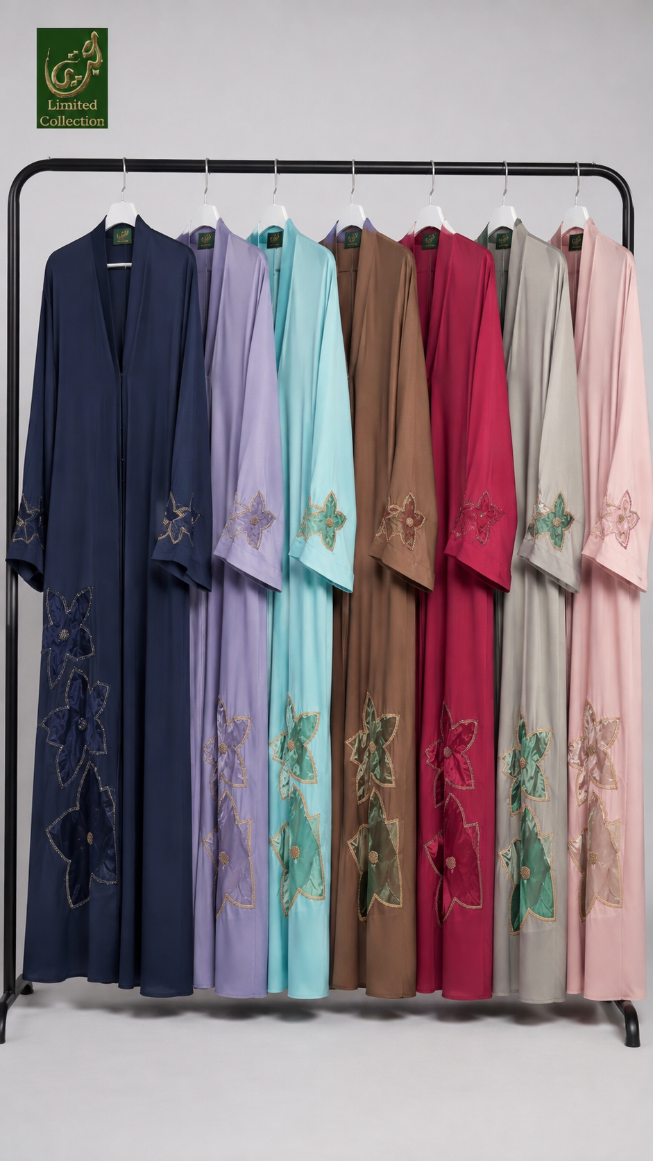 Front-Open Star Tissue Handwork Cutdana Abaya | Premium Romantic Nida Handcrafted Cutdana Abaya
