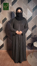 Front-Open Stonework Abaya | Premium Nida Full-Body Stonework Abaya