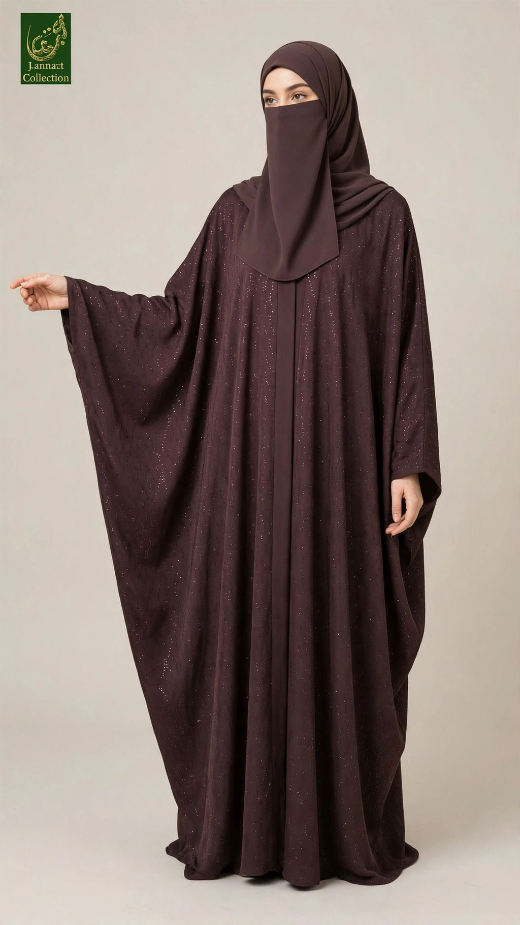 Front-Open Zigzag Stone-Studded Butterfly Colored Abaya | Premium Nida Stonework Butterfly Abaya