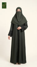 Front-Open Contrast Cuff Stone-Embellished Embroidery Abaya | Premium Nida Embroidered Stonework Colorful Abaya