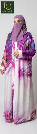 Dubai-Style Aurora Kimono Abaya with Attached Inner | Premium Romantic Nida