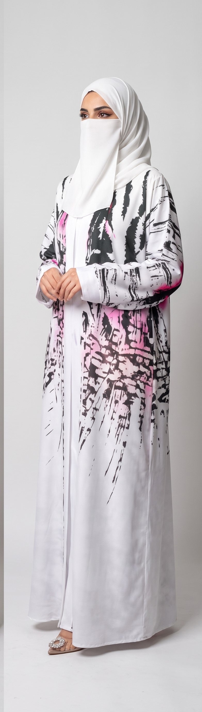 Dubai-Style Aurora Kimono Abaya with Attached Inner | Premium Romantic Nida
